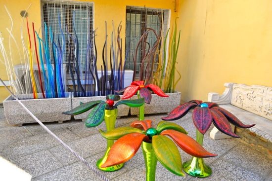 Outside Simone Cenedese's studio and gallery on Murano.