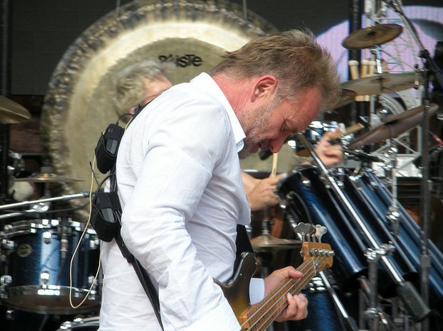 Sting during a Police soundcheck, Denver, July 2008.