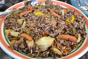 Wild rice salad with roasted vegetables.